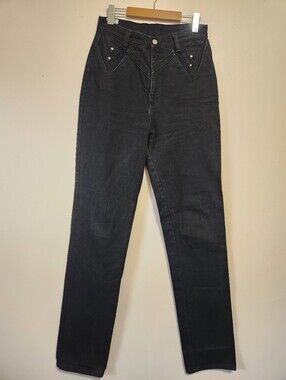 Vintage Roper USA Black Western High Rise Studded Yoke Denim Jeans Extra Long